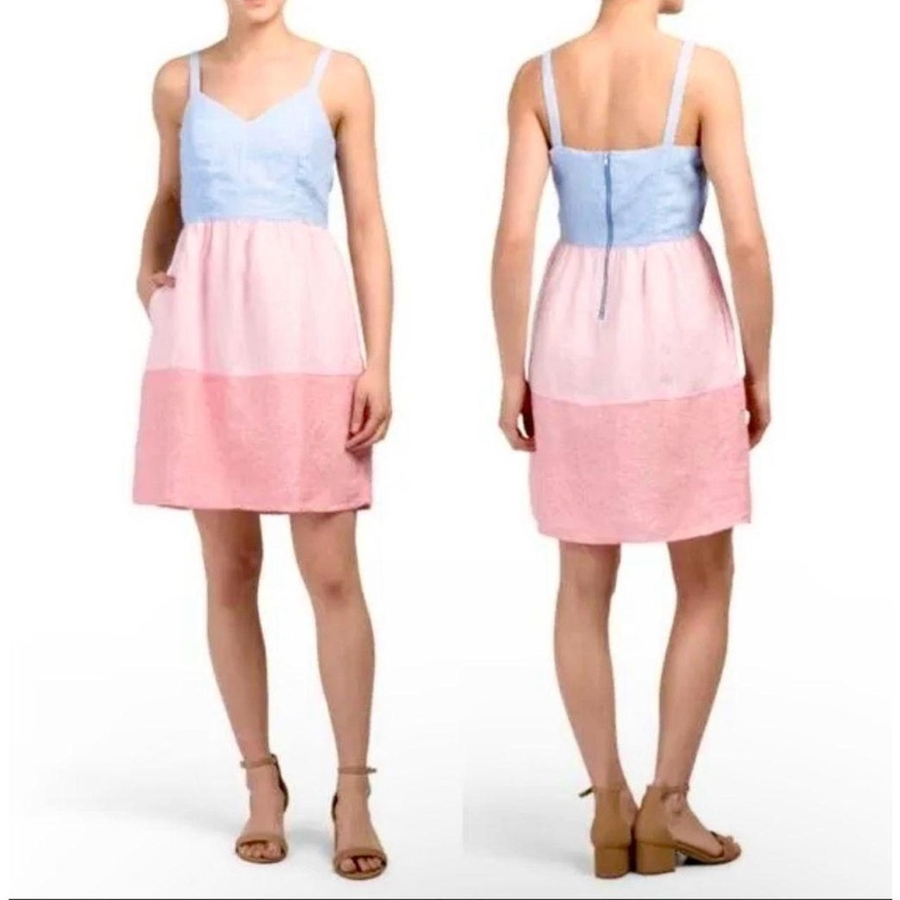 Cynthia Rowley color block linen mini dress - Picture 2 of 7